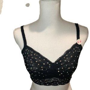 Pink Victoria Secret Black Bedazzled Bandeau Top
